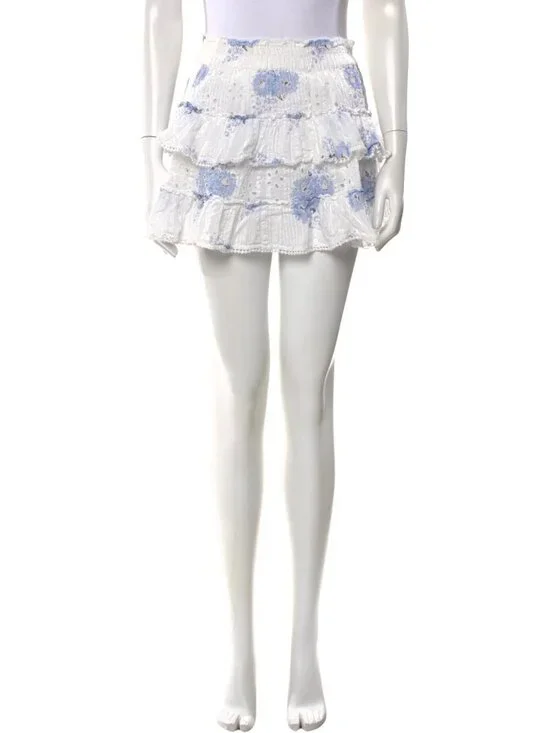 LoveShackFancy Blue/White Mini Skirt