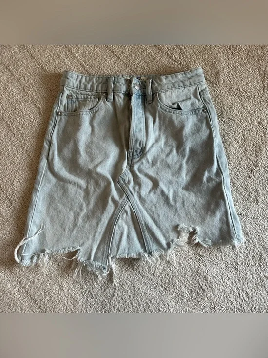 Free People We The Free Going Rogue Distressed Denim Skirt
