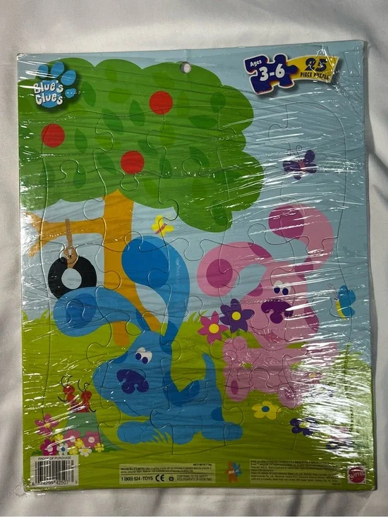 VTG 2000 Blue’s Clues Magenta Tray Puzzle 25 Pc Mattel Nick Jr Cardboard