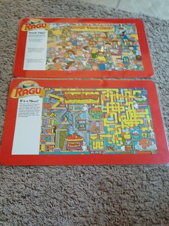 Ragu Red Vintage Placemat Pair - Illustrated Game Art