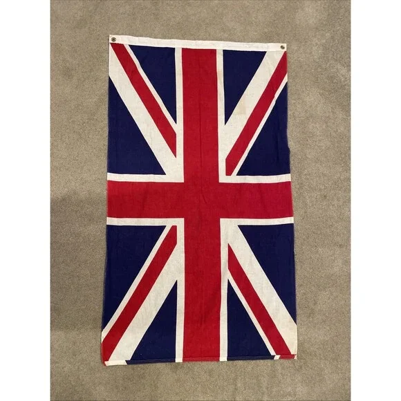 Vintage Bulldog BRITISH FLAG 3' x 5' DETTRA FLAG Made in USA Cotton Bunting