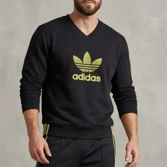 Adidas Sweatshirt XL Embroidered Trefoil Logo Crewneck Three Stripe Vintage Y2K