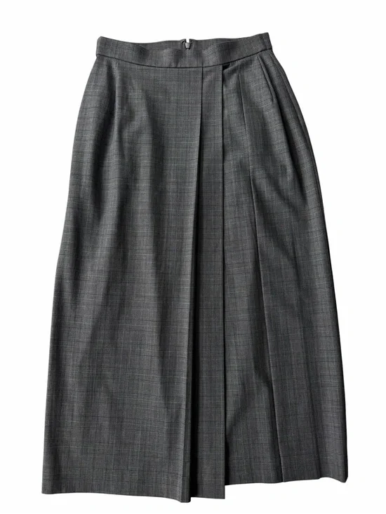 ✅ Uniqlo Gray Pleated Midi Skirt size S waist 26-27 in