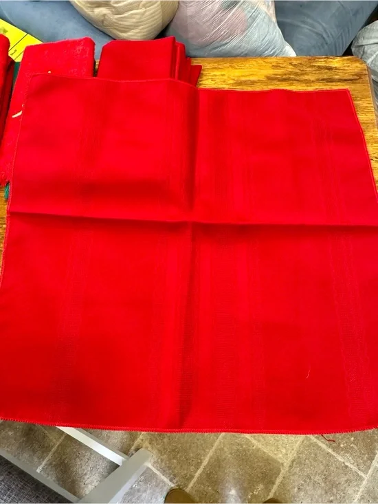 Set of 4 Bright Red Table Napkins.Useful for Multiple Holidays or added elegance
