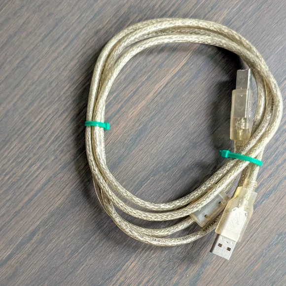 USB Type-B Cable Transparent Braided Shielding