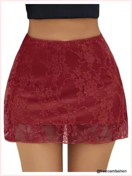 Y2K Lace Layered Mini Skirt Bodycon High Stretch Elastic Waistband Summer Party