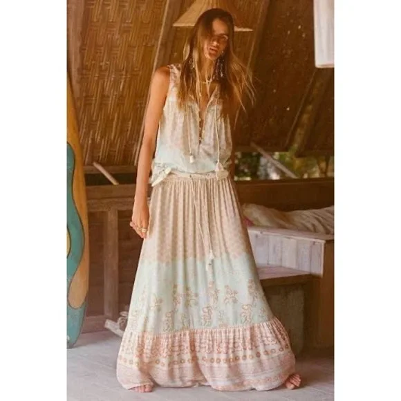 Spell Sweet Nothings Peppermint Maxi Skirt NWT‎ L Boho Prairie Festival Resort