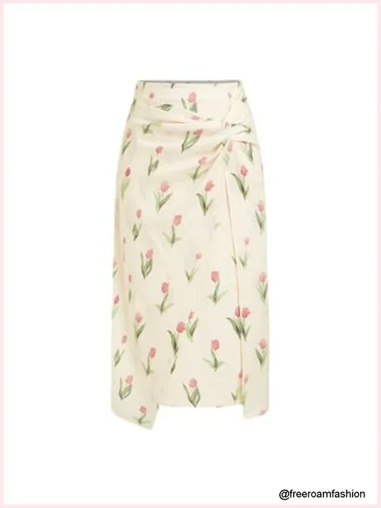 Woven High Waist Floral Maxi Skirt Boho