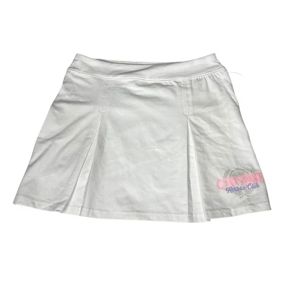 Converse Girls Athletic Club Skort White Pleated Skirt Size S 8-10 NWT