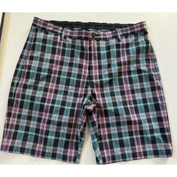 Tommy Bahama‎ Shorts Men sz 38 Golf Multicolor Plaid Stretch No Slip Band Casual