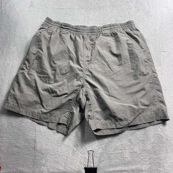 Simms Fishing Products Mens Gray Nylon Mesh Lined Shorts Size Large Outdoor