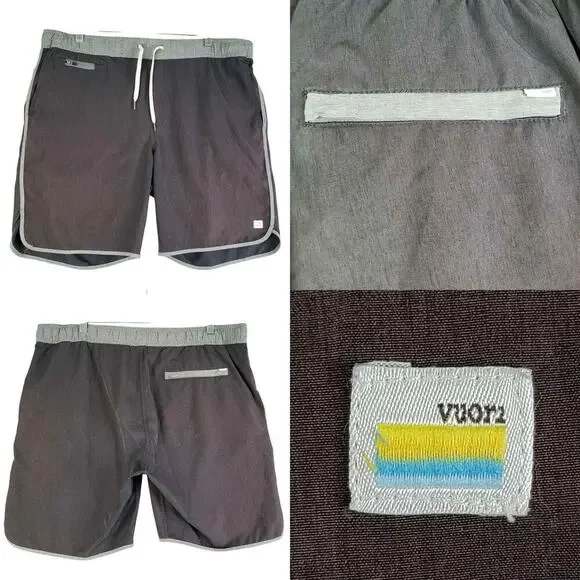 Vuori Shorts Gray Banks Elastic Waist Back Zip Pocket Men’s Size 38 ?