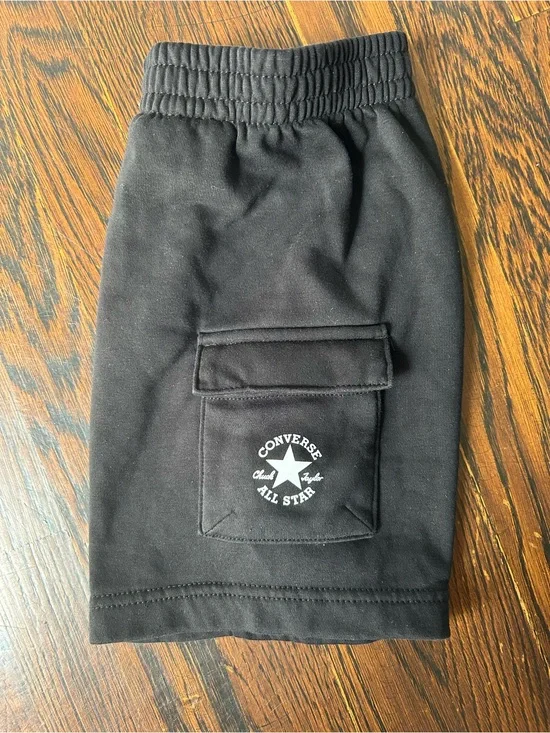 Kids Converse All Star Black Pocket Sweat Shorts, size 6 (5-6 yrs old)
