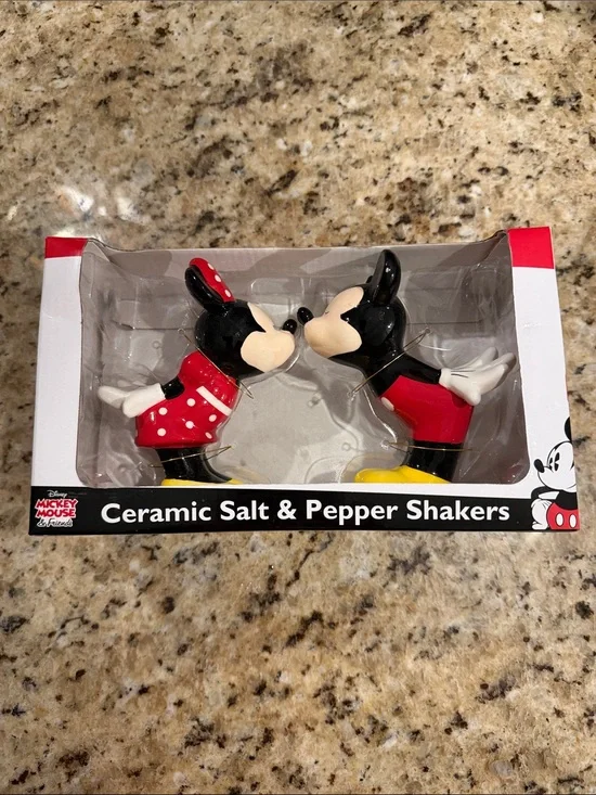 Disney Mickey & Minnie Ceramic Shakers - Red, Black, Yellow, White