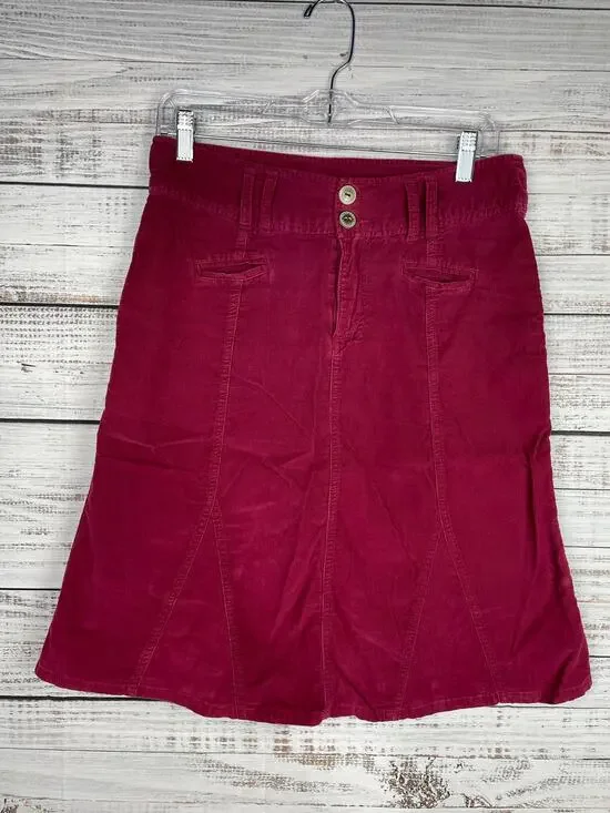 Vintage Maurices Corduroy Skirt Knee Length Denim Small Red Burgundy Y2K 2000s