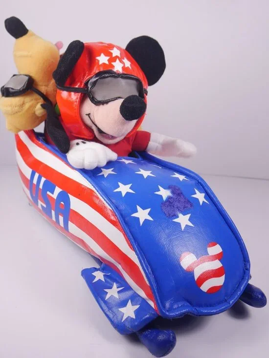 Disney Store Exclusive Winter Olympics USA Bobsled Mickey & Pluto 10.5” Plush