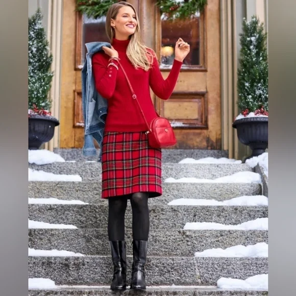 Talbot's Plaid Red and Black Women's Skirt