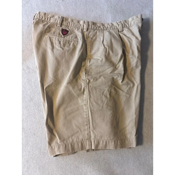 Polo Golf Ralph Lauren Pleated Shorts Mens 40 Khaki Tan Good Classic Crest Patch