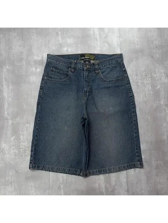 Y2K Dark Wash Anchor Blue Grunge Baggy Skater Denim Jorts