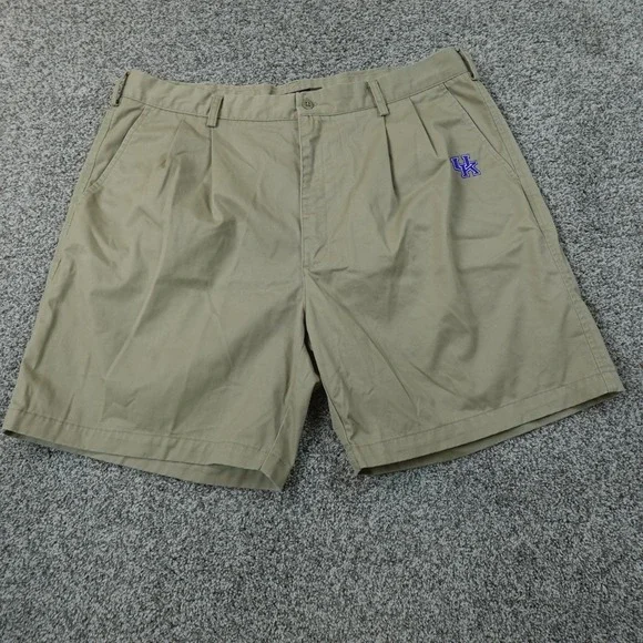 VTG Kentucky Wildcats Shorts Mens 40 Beige Brown Nike Golf Chino Pleated UK Y2K