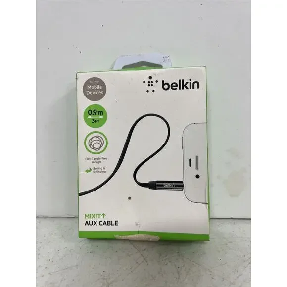 Belkin MIXIT 3 Feet 3.5mm Aux Auxiliary Cable For Car Home Audio - Black