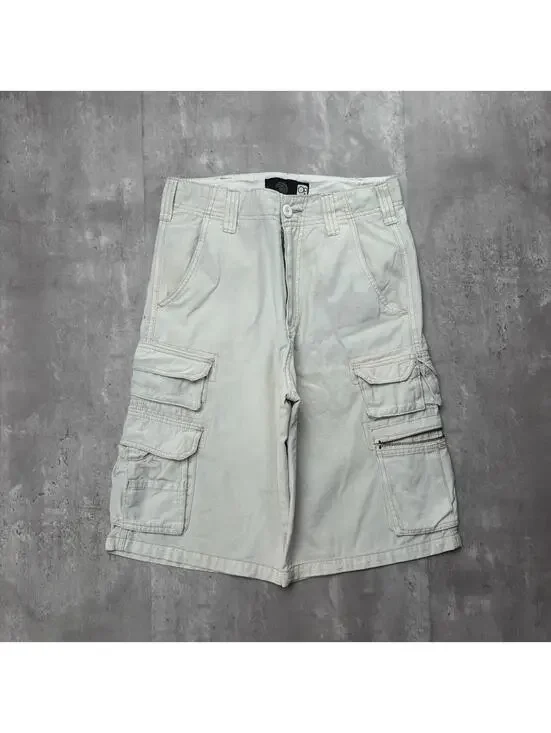 Y2K Cream Ocean Pacific Surf Grunge Baggy Cargo Skater Shorts