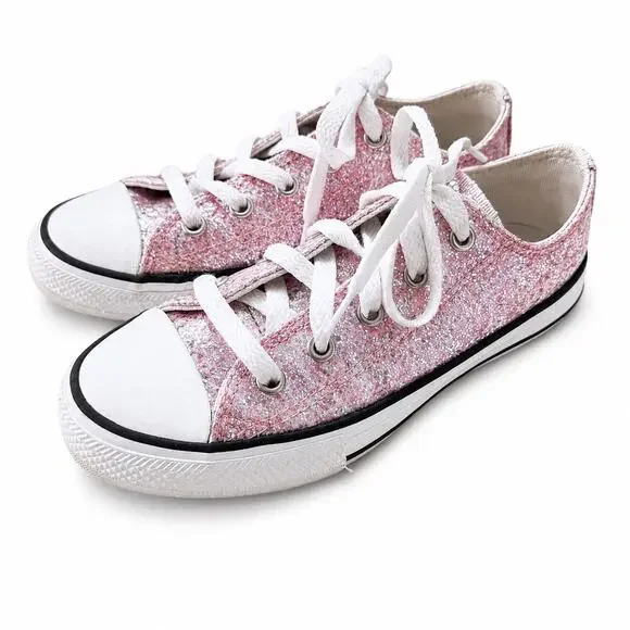 Converse Chuck Taylor All Star Low Sparkle Pink Sneakers Kids J1