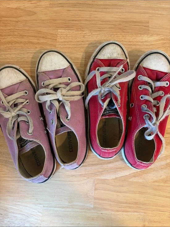 Converse Kids Low Top Canvas Sneakers - Pink and purple
