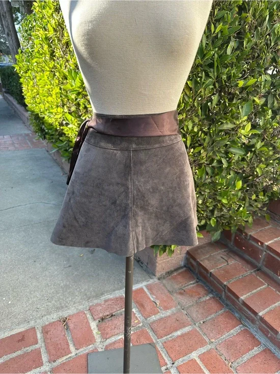 bebe cool brown  Suede A-Line Mini Skirt