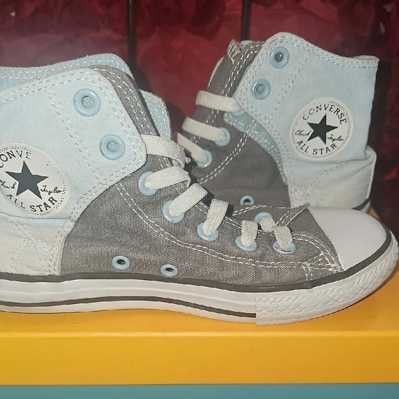 Converse All Star Kids High-Top Sneakers - Light Blue and Gray Size 3