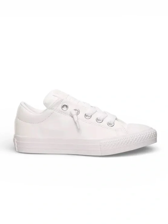 Converse Junior's Chuck Taylor Street Ox Leather Sneaker White EU 38.5