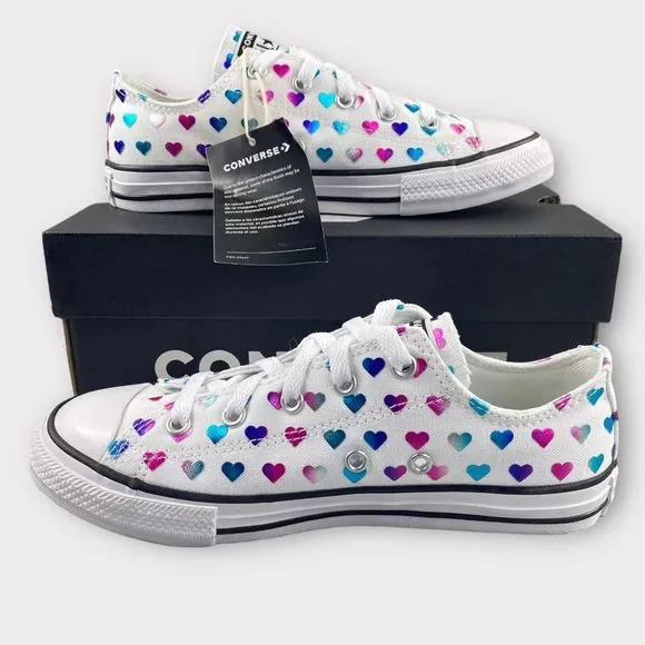 Converse Chuck Taylor All Star Ox Glitter Heart Sneaker Kids' 3y Shoes Low Top