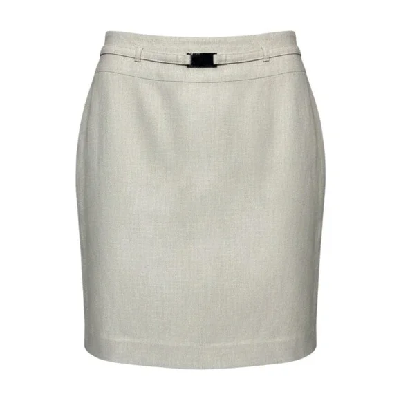 Calvin Klein Beige Linen Blend Pencil Skirt Buckle Detail Size 6‎ Professional