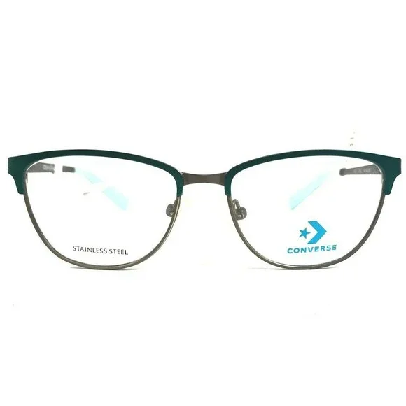 Converse Kids Eyeglasses Frames K201 TEAL Gray Green Cat Eye Wire Rim 46-14-125