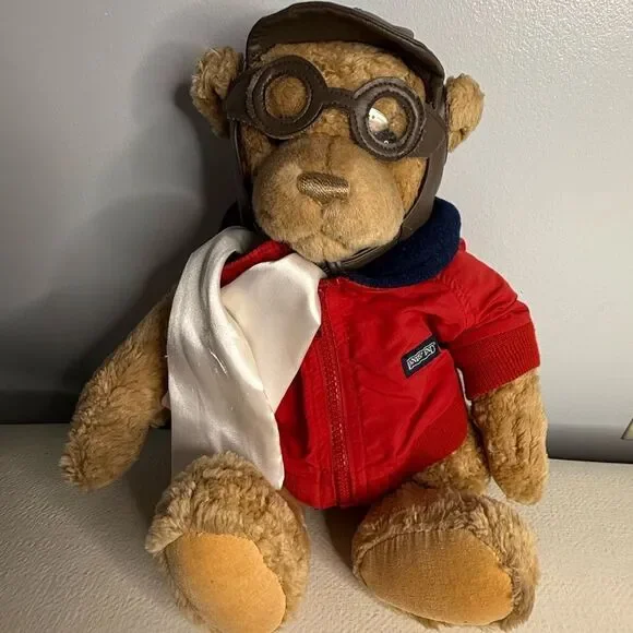 VTG 1997 Lands' End Limited edition Gund Bear Bearon Von Oops Pilot Aviator