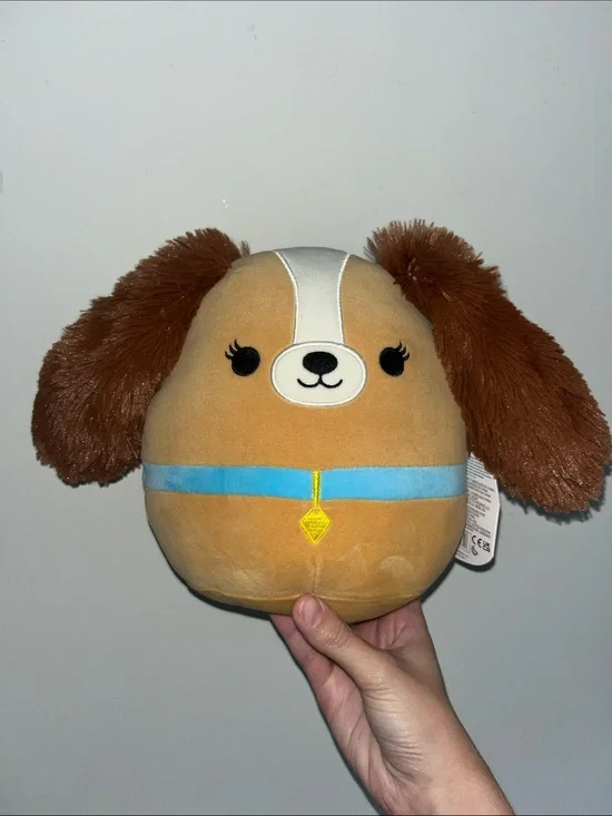 Squishmallows Brown & White Puppy with Blue Collar