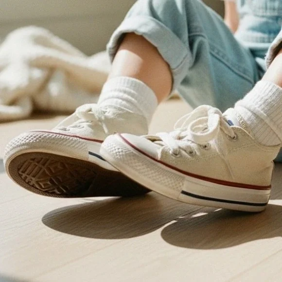 Converse Chuck Taylor All Star Toddler White‎ Canvas Low Top Sneakers - Size 5