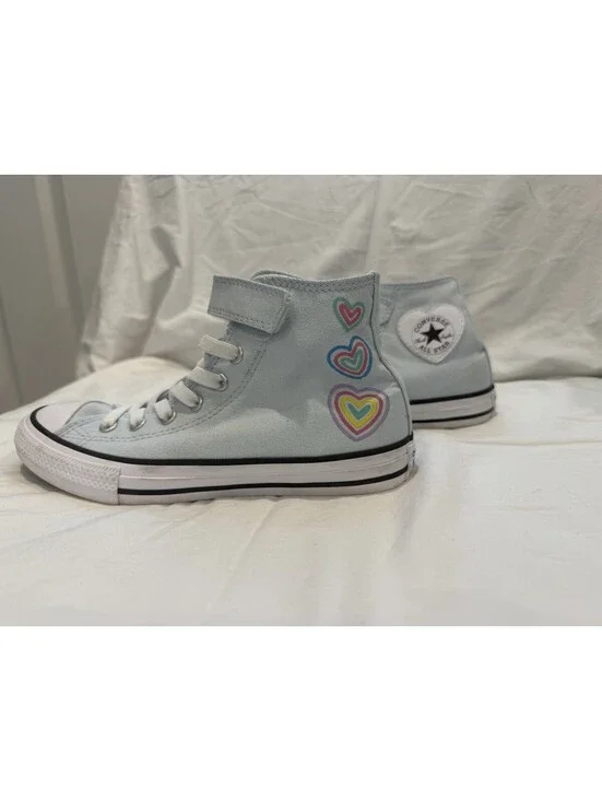 Converse Chuck Taylor All Star Heart Patch High Tops - Girls Size 2.5 Y