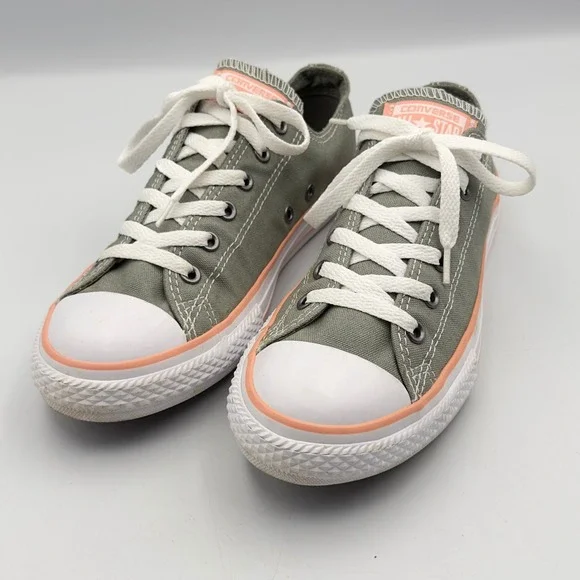 Converse Chuck Taylor All Star Low Top Green Peach Junior 5 660103F Sneakers‎