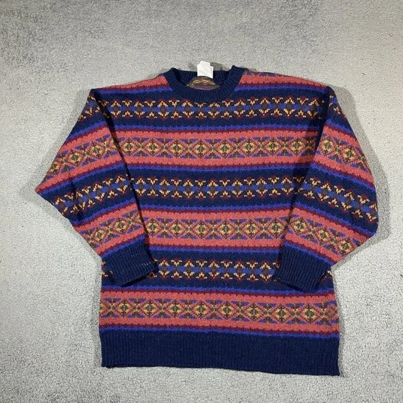 Vintage Laura Ashley Women's Embroidered 100% Wool Sweater Long Sleeve #3489