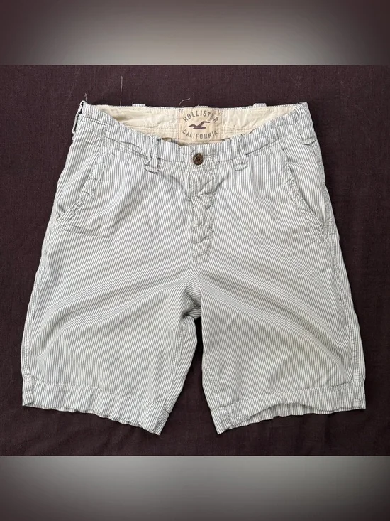 Y2K Hollister California Striped Chino Shorts Mens 31 Button Fly Preppy