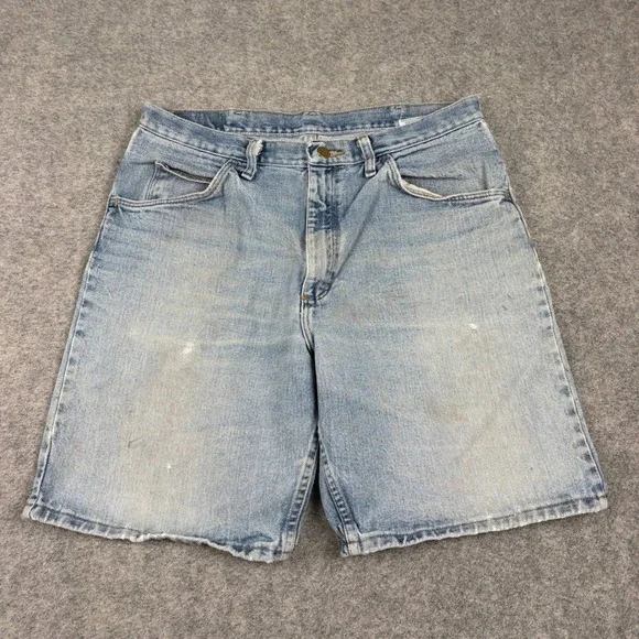 Wrangler Denim Shorts Mens Size 34 Light‎ Wash Blue Jorts Workwear Outdoors Y2K