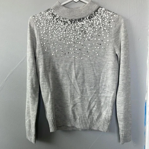 Juicy Couture small gray gradient sequin sweater academia Y2K prep coquette