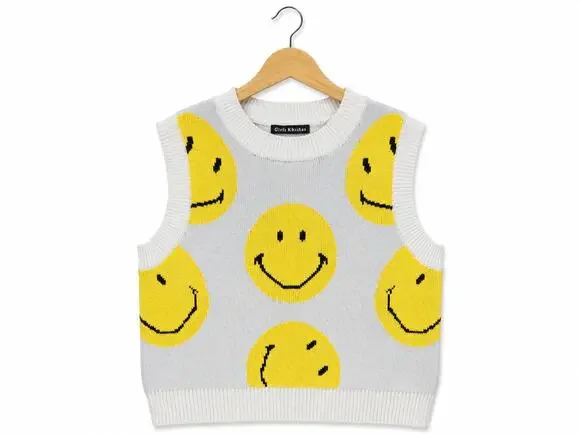 Over Kleshas Smiley Face Sweater Vest Size L/XL