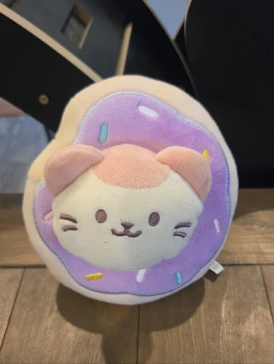 Kawaii Anirollz Cat And Donut Plush Set Pink Purple Cream