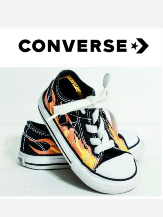 Converse One Star DX OX Black & Orange Flame Low Top Toddler Sneaker Sz Infant 6