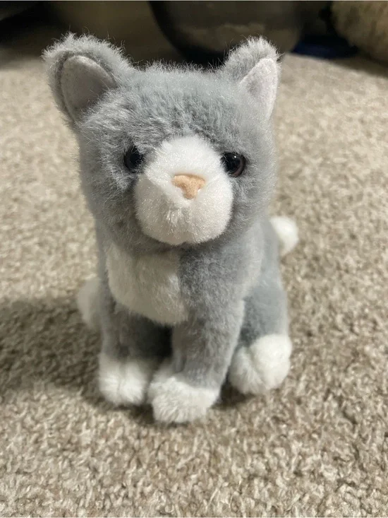 Douglas Cuddle Toys 6” Mini Gray Cat Plush Toy - No Collar