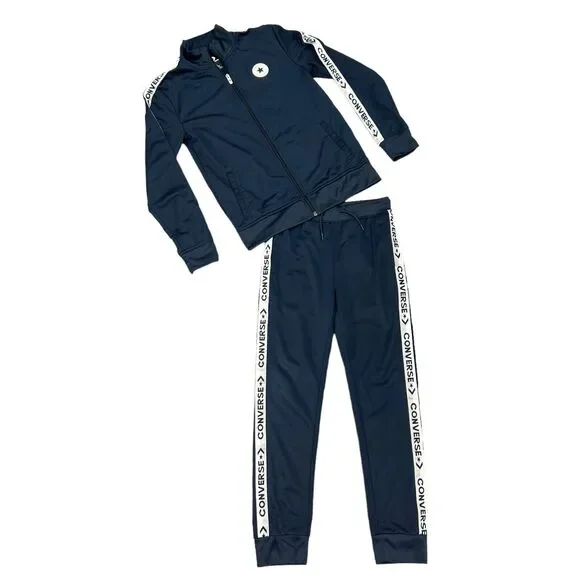 Converse Tracksuit Youth Boys M/L Medium/Large Navy Full Zip Skater Set *READ