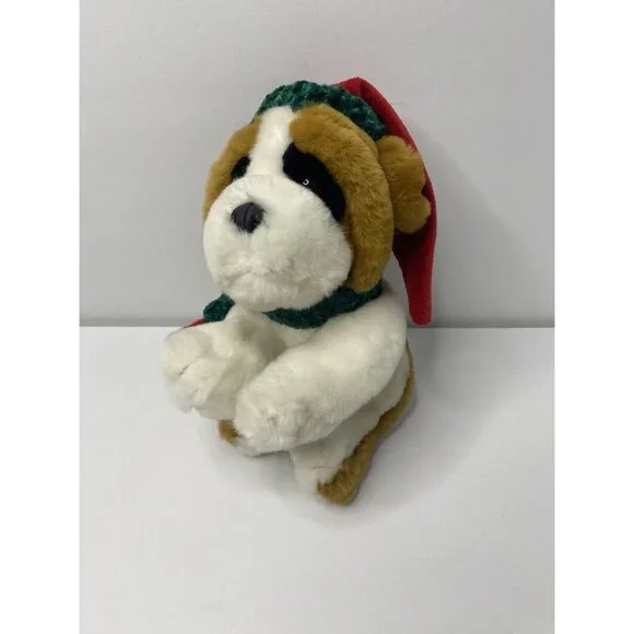 Commonwealth 2002 Saint Bernard Christmas Dog 8” Plush Stuffed‎ Animal Holiday