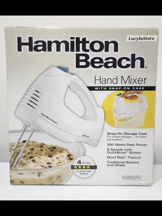 Hamilton Beach 6-Speed Electric Hand Mixer with Snap-On Case White 62682RZ
